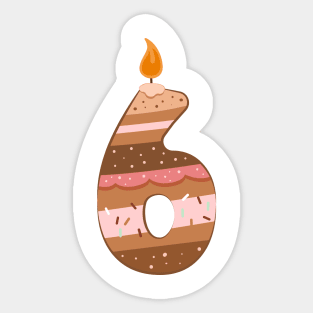 Cake number 6 Sticker